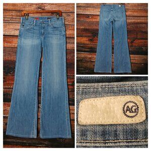 AG Adriano Goldschmied Jeans Size 27 The Mona Wide Leg Low Rise Blue Denim USA